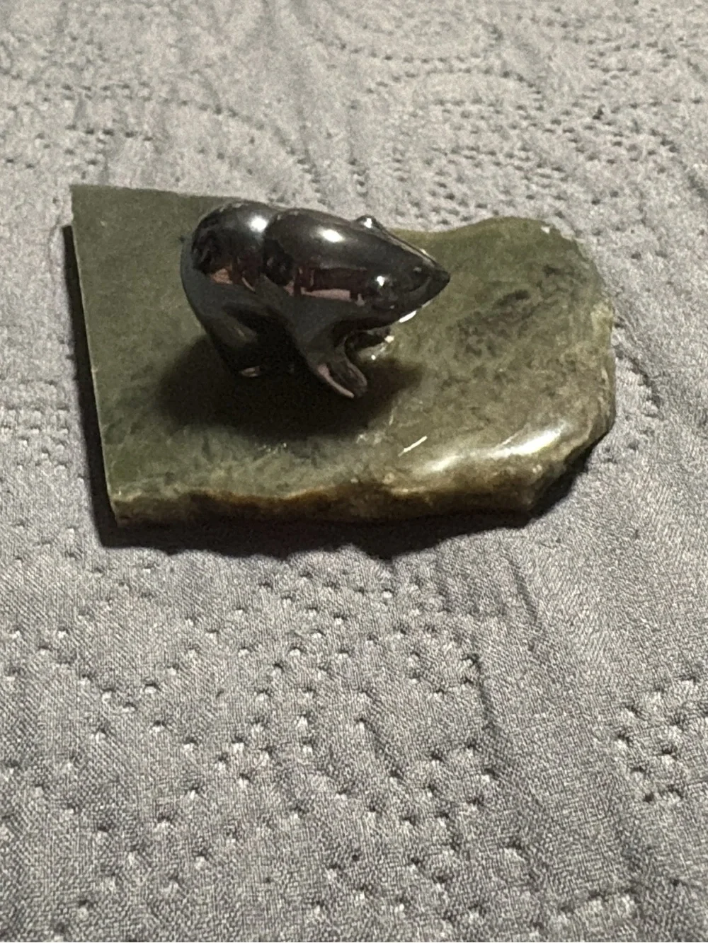 Small Bear on Slab Genuine Jade